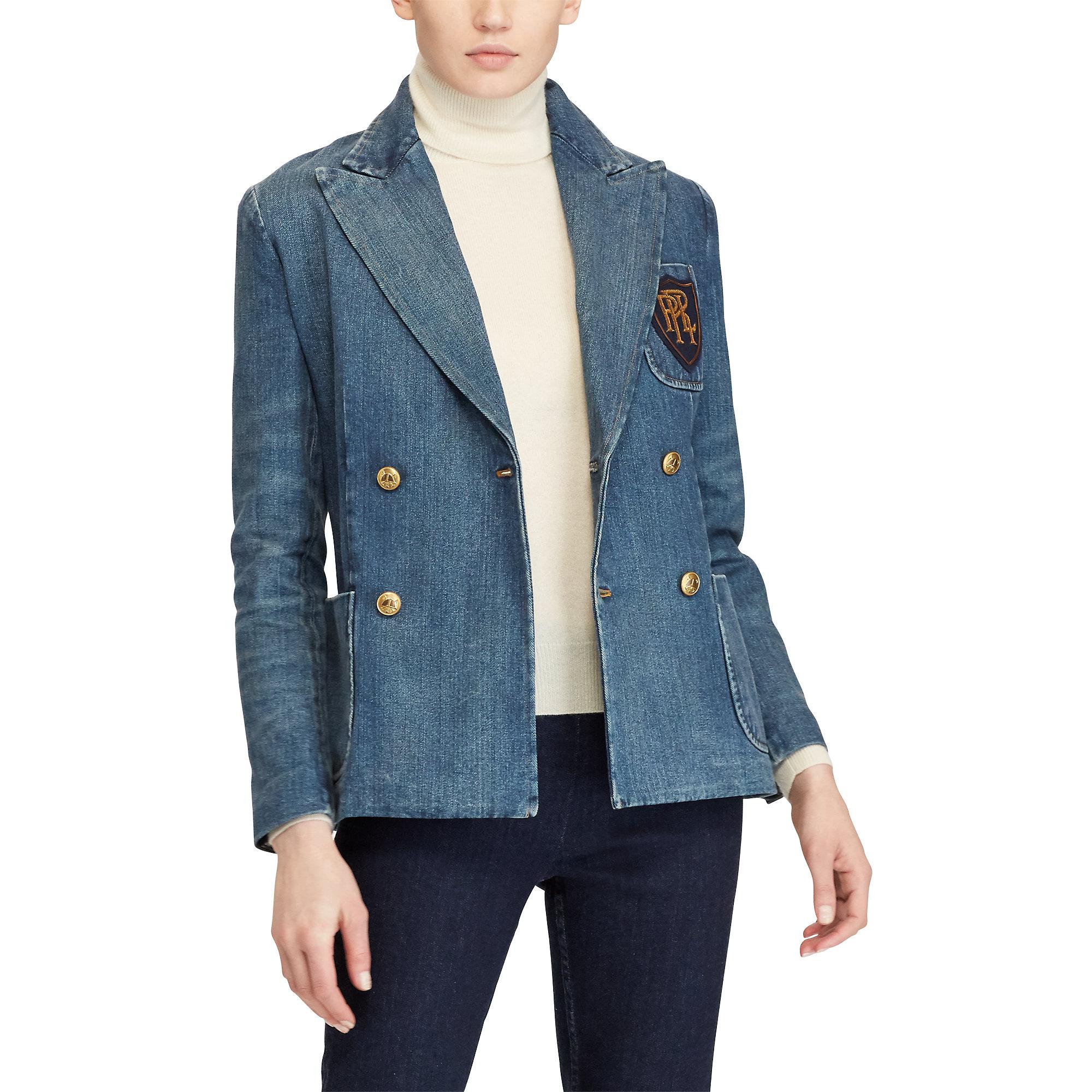 Polo Ralph Lauren Double-breasted Denim Blazer in Blue | Lyst